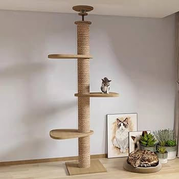 キャットタワー 突っ張り スリム 猫タワー 爪とぎ ハンモック2個 ブラウンのみ Amazon | PAWZ Road キャットタワー 突っ張り スリム 多頭飼い